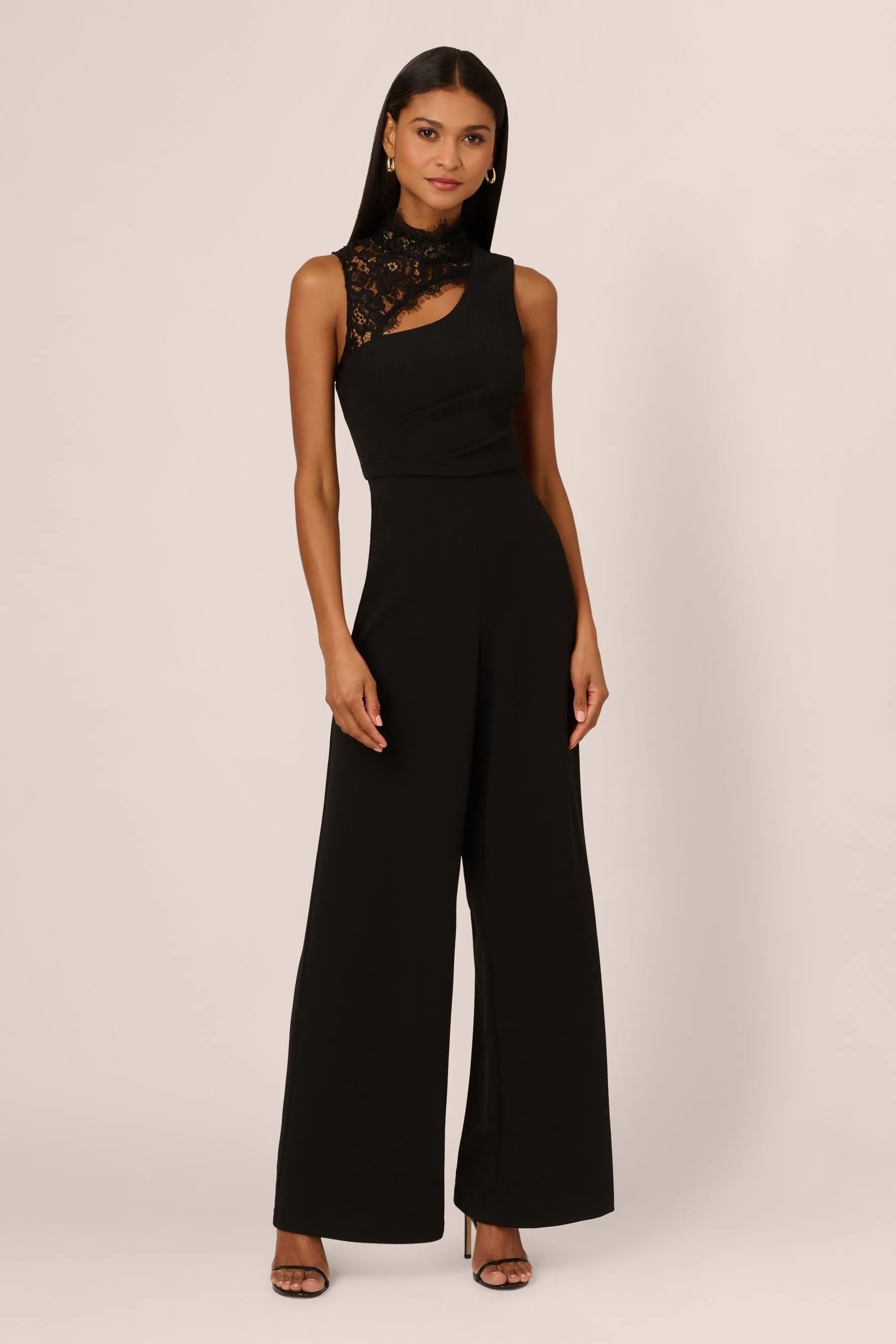 Adrianna Papell Combo Fabric Black Jumpsuit