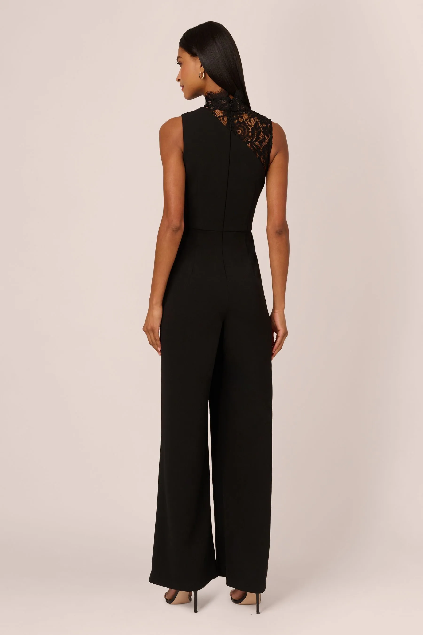 Adrianna Papell Combo Fabric Black Jumpsuit