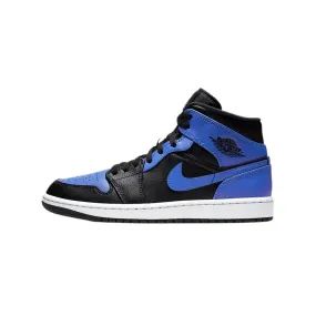 Air Jordan 1 Mid Black Royal Tumbled Leather