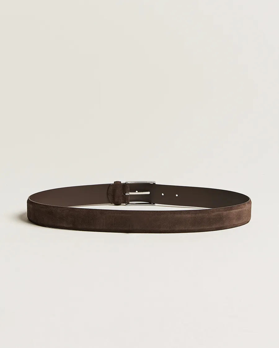 Anderson's Calf Suede 3,5 cm Belt Dark Brown