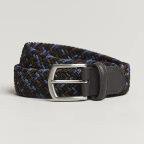 Anderson's Stretch Woven 3,5 cm Belt Navy/Brown