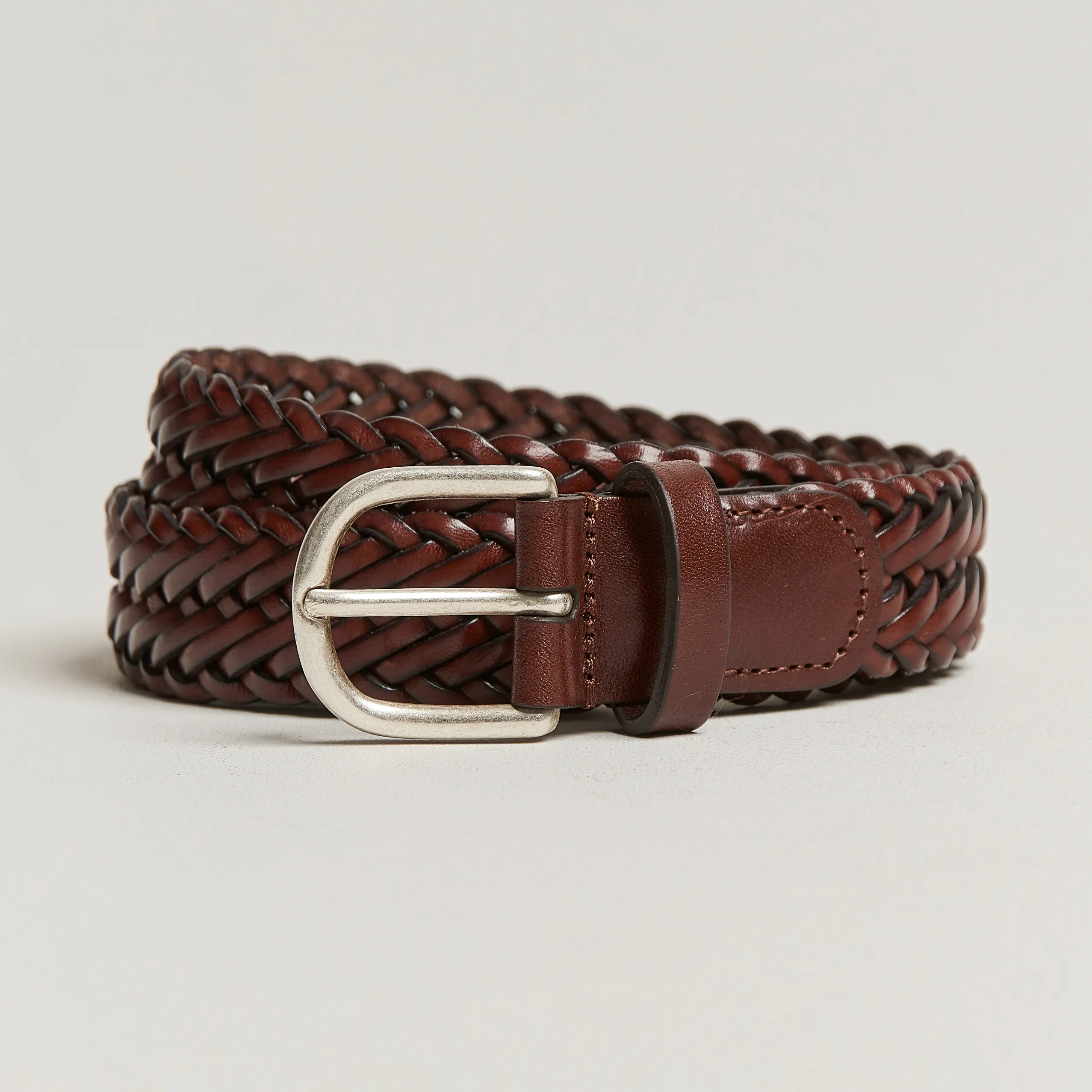 Anderson's Woven Leather Belt 3 cm Cognac