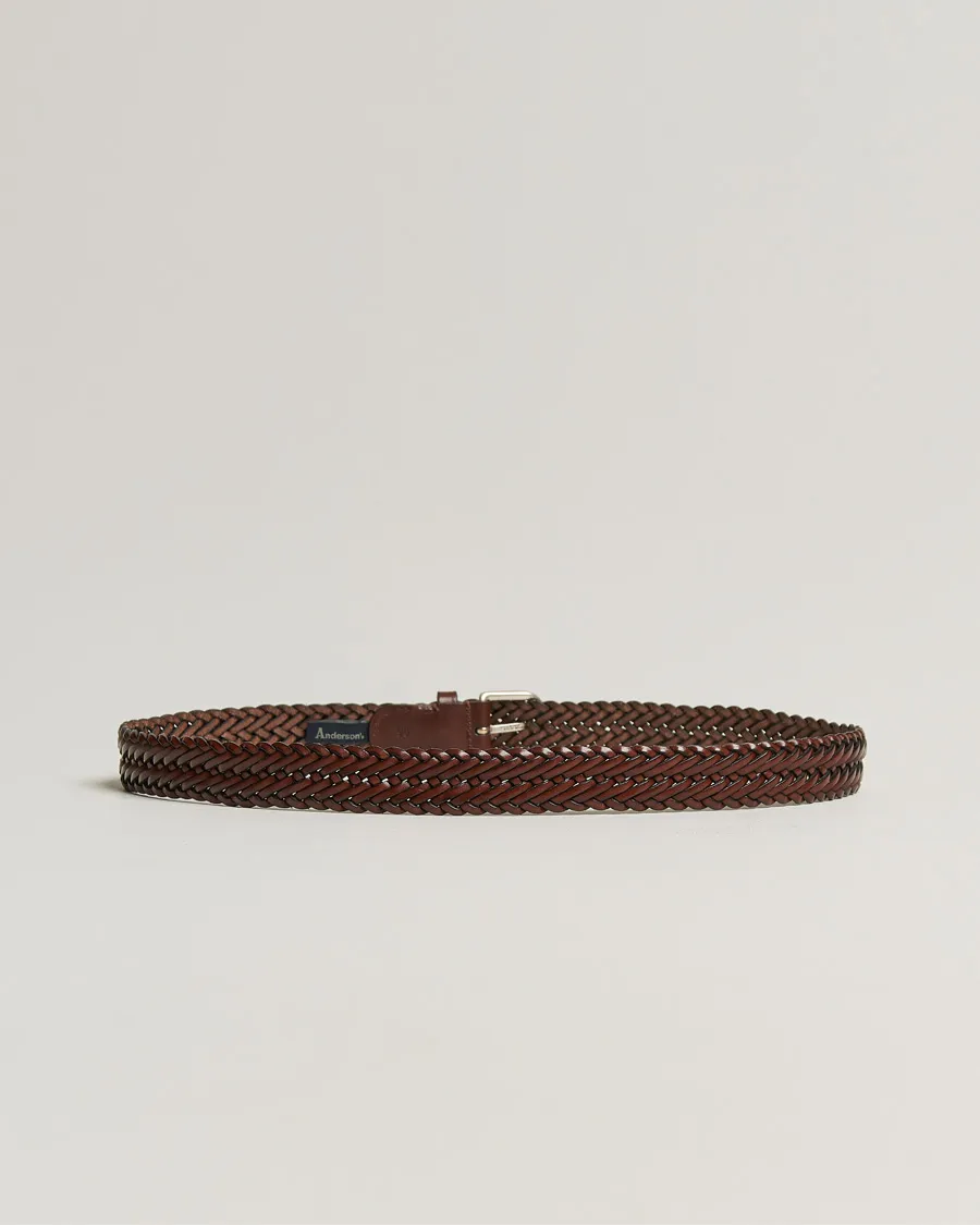 Anderson's Woven Leather Belt 3 cm Cognac