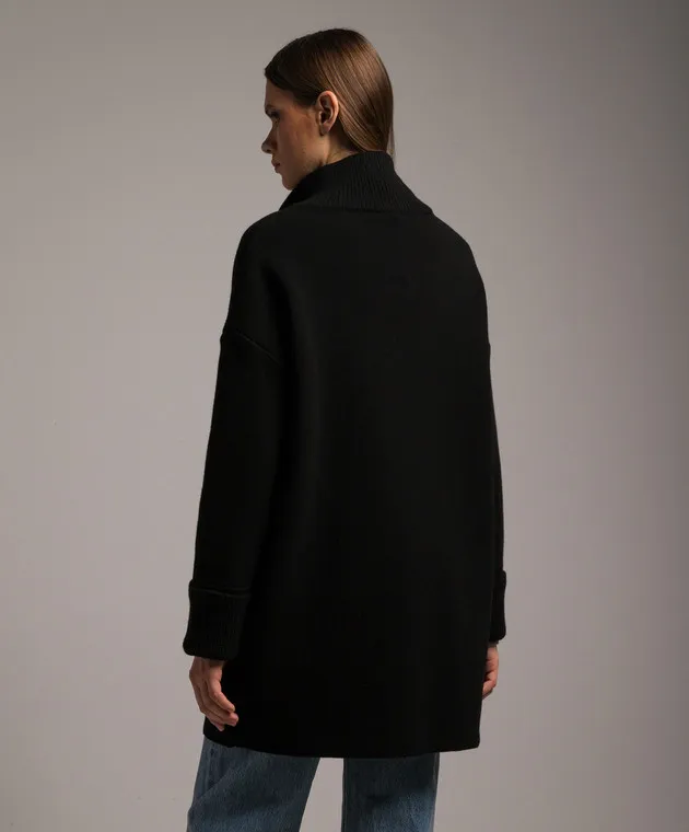 ANNECLAIRE Black wool and cashmere cardigan