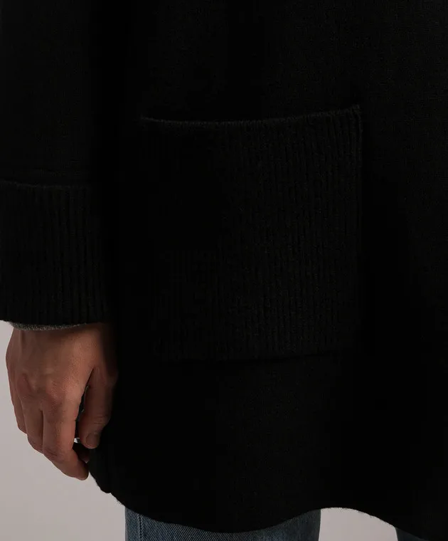 ANNECLAIRE Black wool and cashmere cardigan