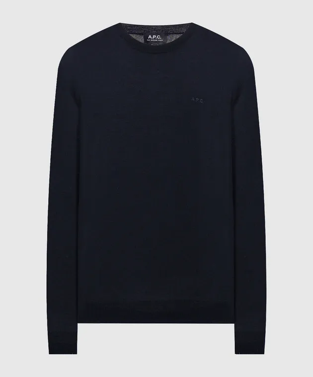 A.P.C Blue wool jumper with logo embroidery