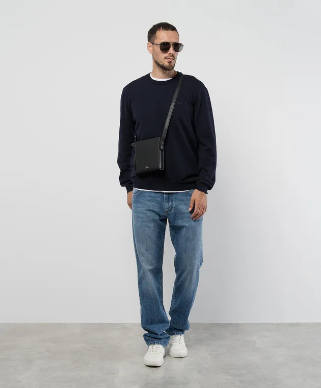 A.P.C Blue wool jumper with logo embroidery