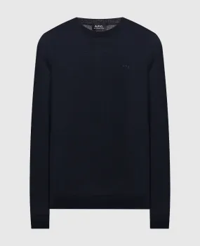 A.P.C Blue wool jumper with logo embroidery