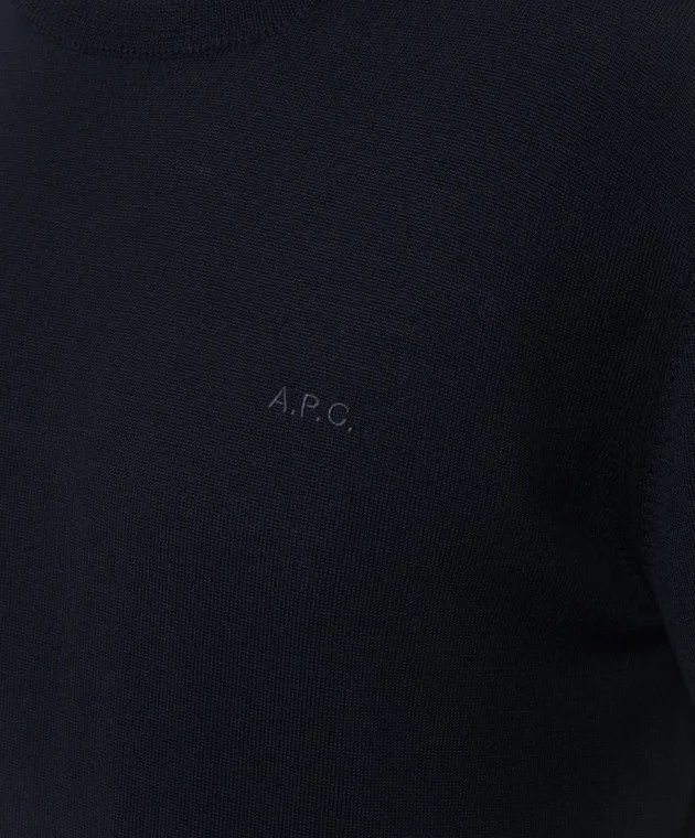 A.P.C Blue wool jumper with logo embroidery