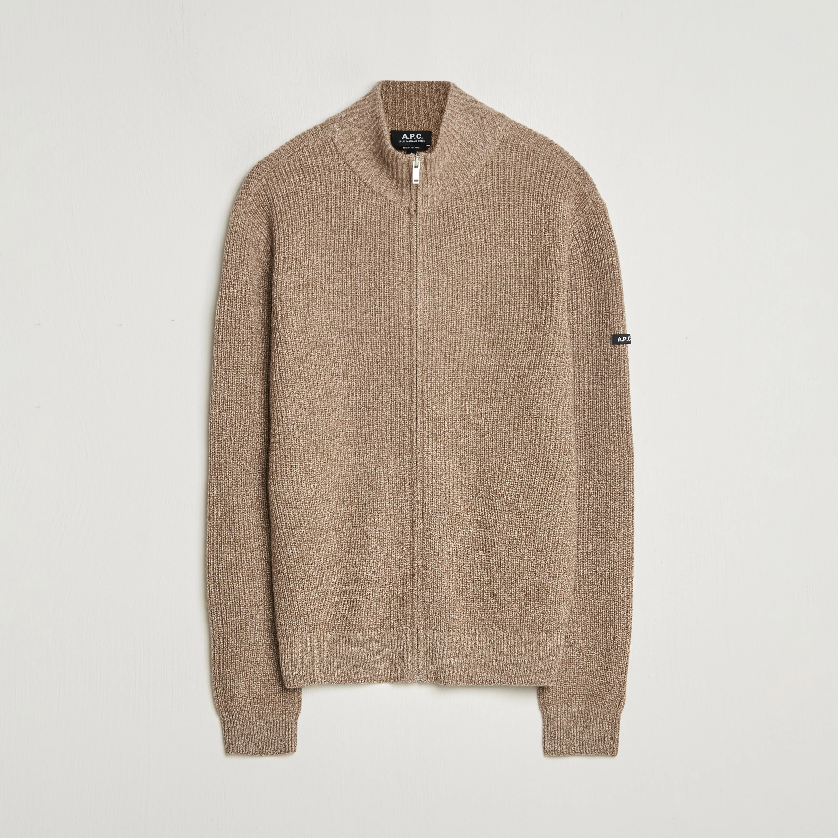 A.P.C. Heath Merino Wool Cardigan Marron Chine