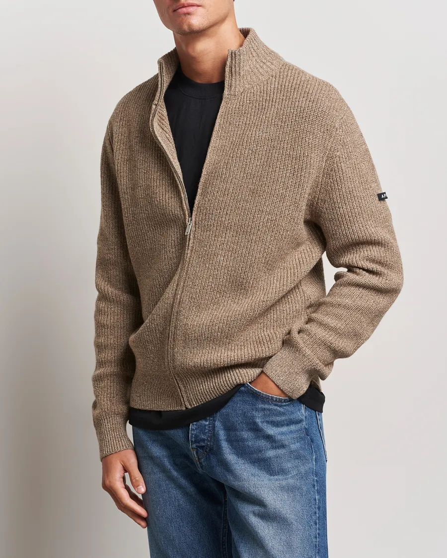 A.P.C. Heath Merino Wool Cardigan Marron Chine