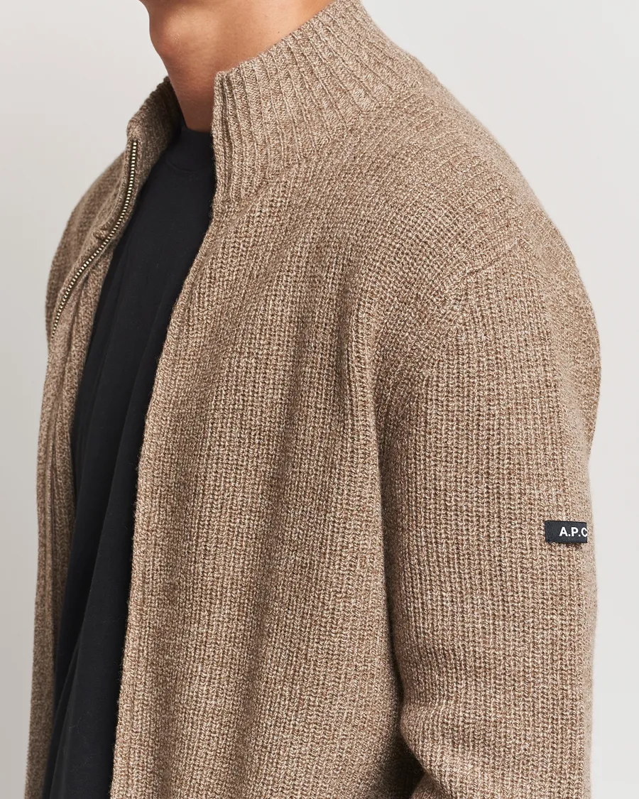 A.P.C. Heath Merino Wool Cardigan Marron Chine