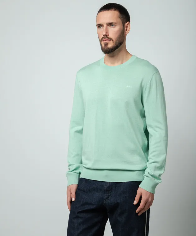 A.P.C Juio green jumper with logo embroidery