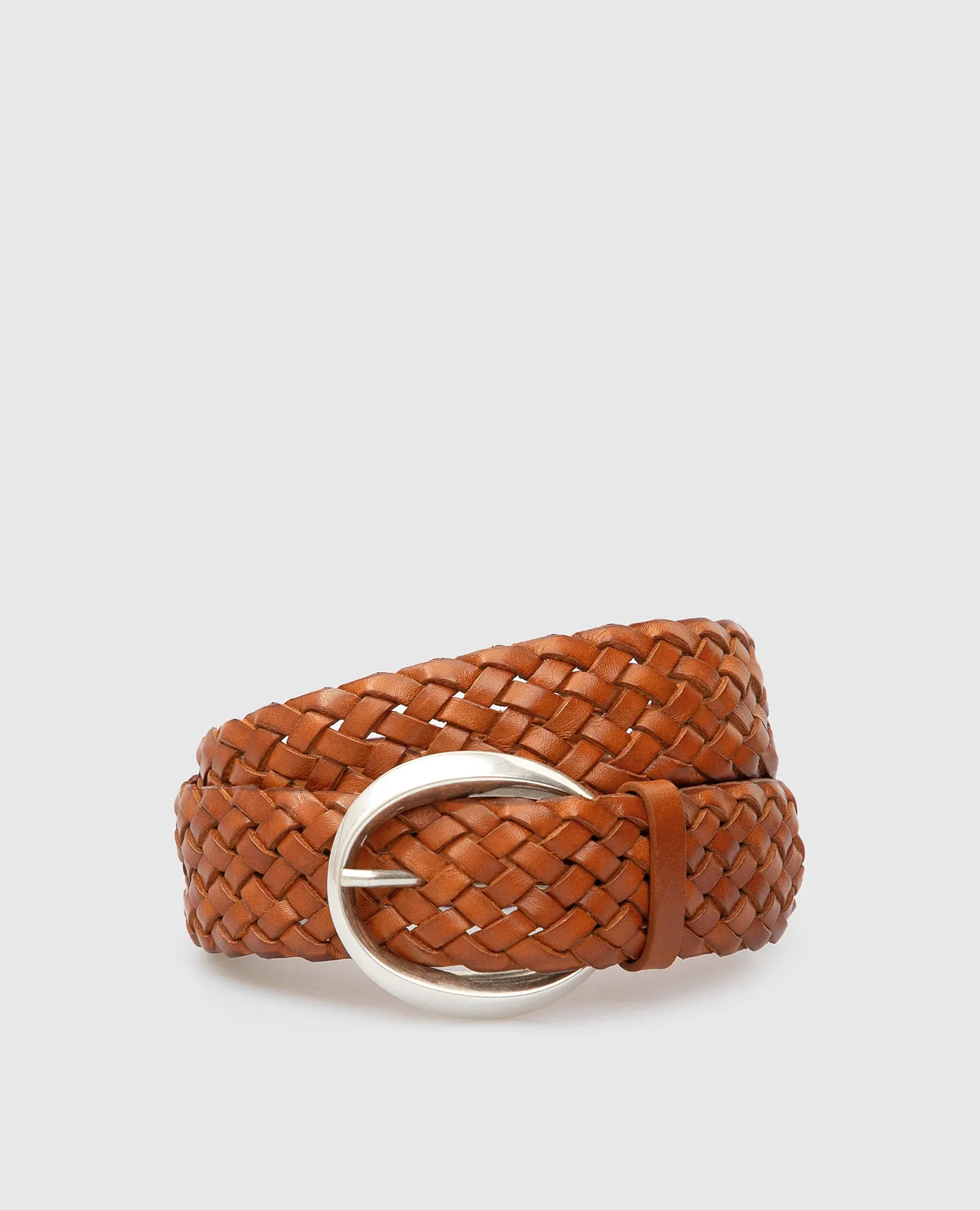 Babe Pay Pls Tan woven leather belt