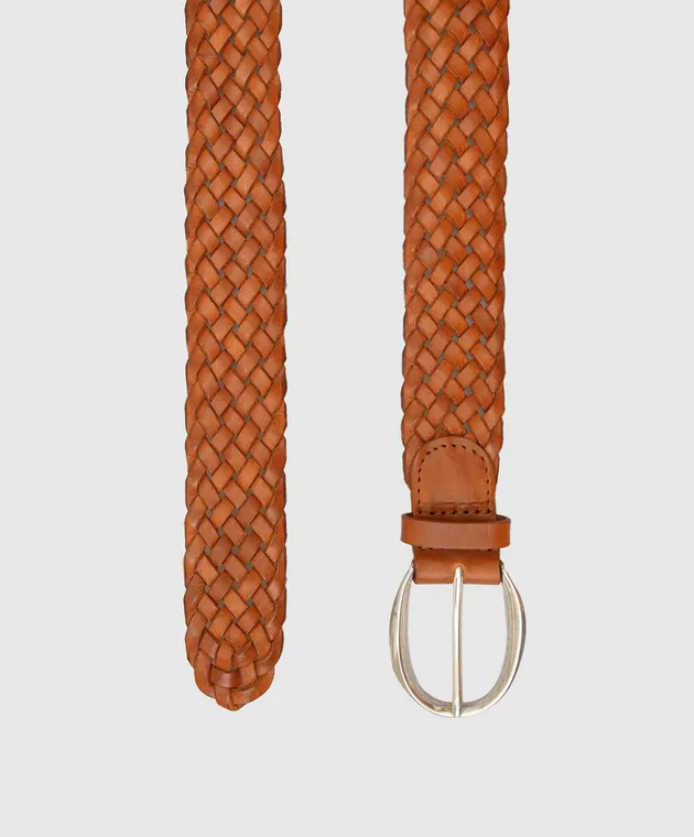 Babe Pay Pls Tan woven leather belt