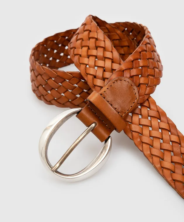 Babe Pay Pls Tan woven leather belt