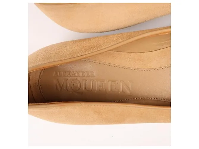 Bailarinas de ante color caramelo bordadas con calavera Alexander McQueen - Talla 38 EU Camello 