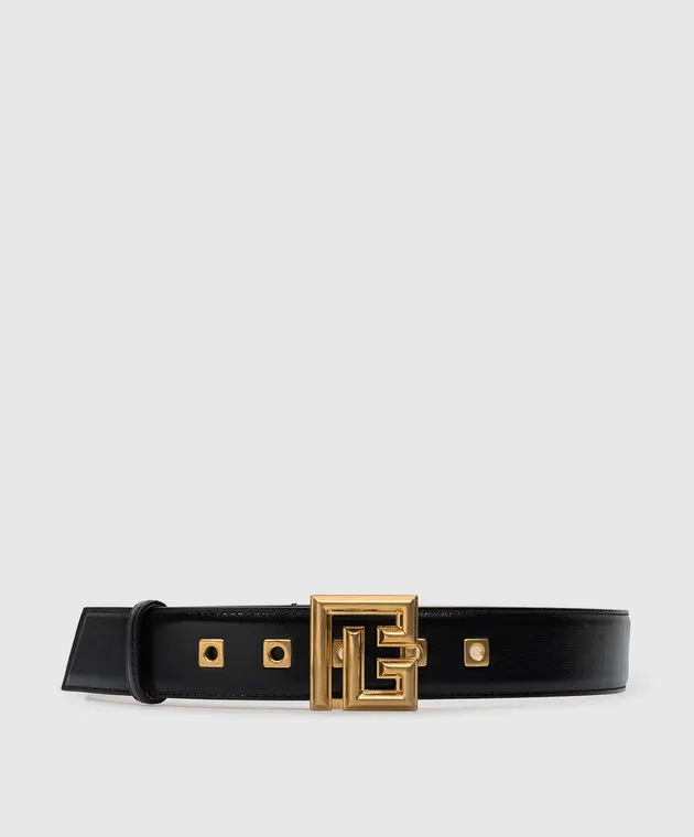 Balmain Black leather RV belt with logo