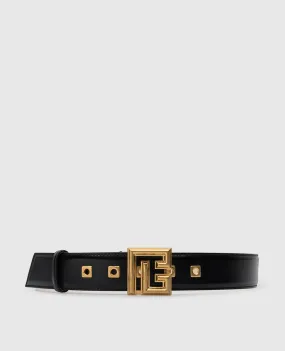 Balmain Black leather RV belt with logo