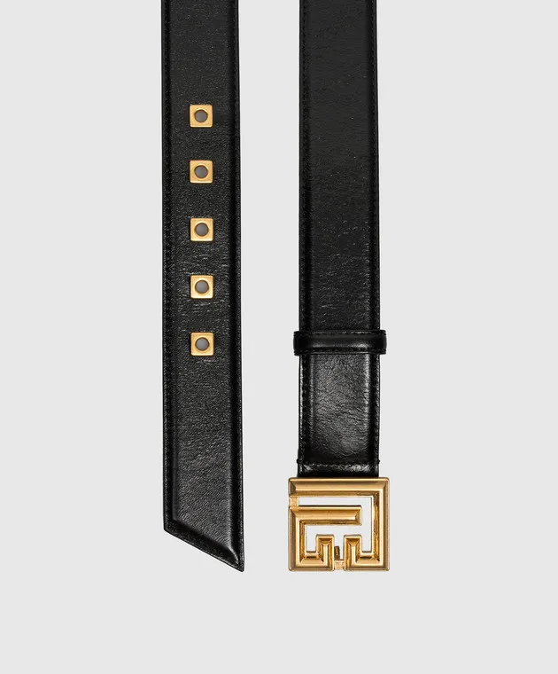 Balmain Black leather RV belt with logo