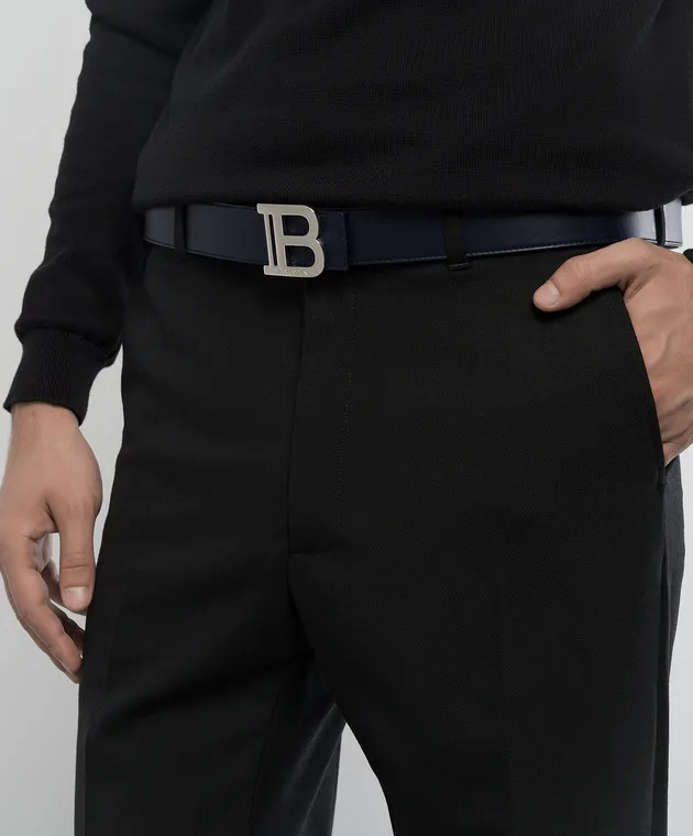 Balmain Double-sided leather B-Belt with logo