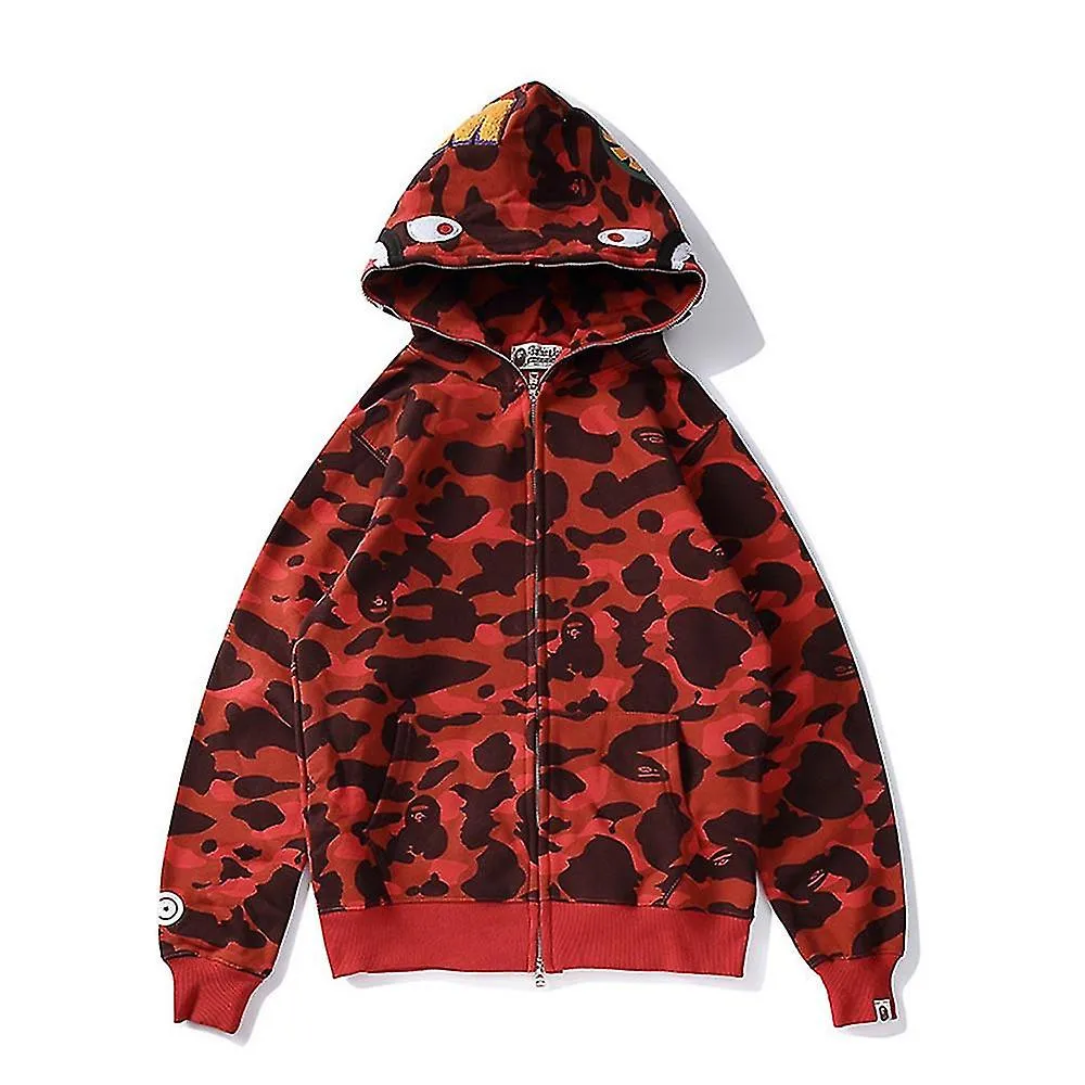 Bape Shark Sudadera con capucha Marca de moda Chaqueta Cardigan con cremallera completa con bolsillos