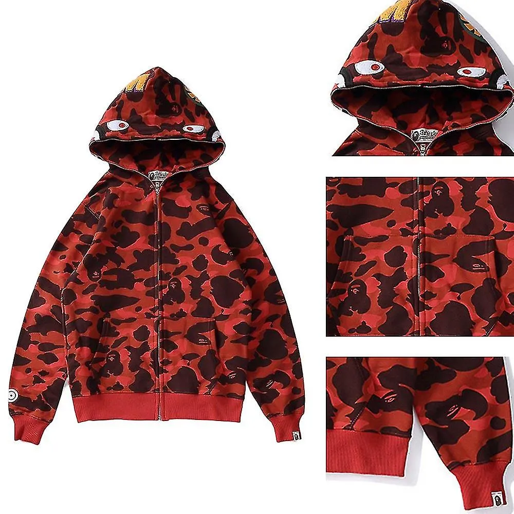 Bape Shark Sudadera con capucha Marca de moda Chaqueta Cardigan con cremallera completa con bolsillos