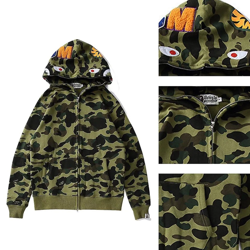 Bape Shark Sudadera con capucha Marca de moda Chaqueta Cardigan con cremallera completa con bolsillos