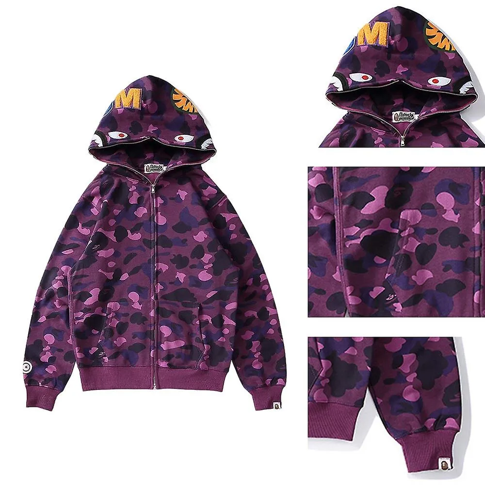 Bape Shark Sudadera con capucha Marca de moda Chaqueta Cardigan con cremallera completa con bolsillos