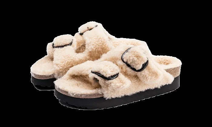 Birkenstock Arizona Big Buckle Shearling Teddy Eggshell