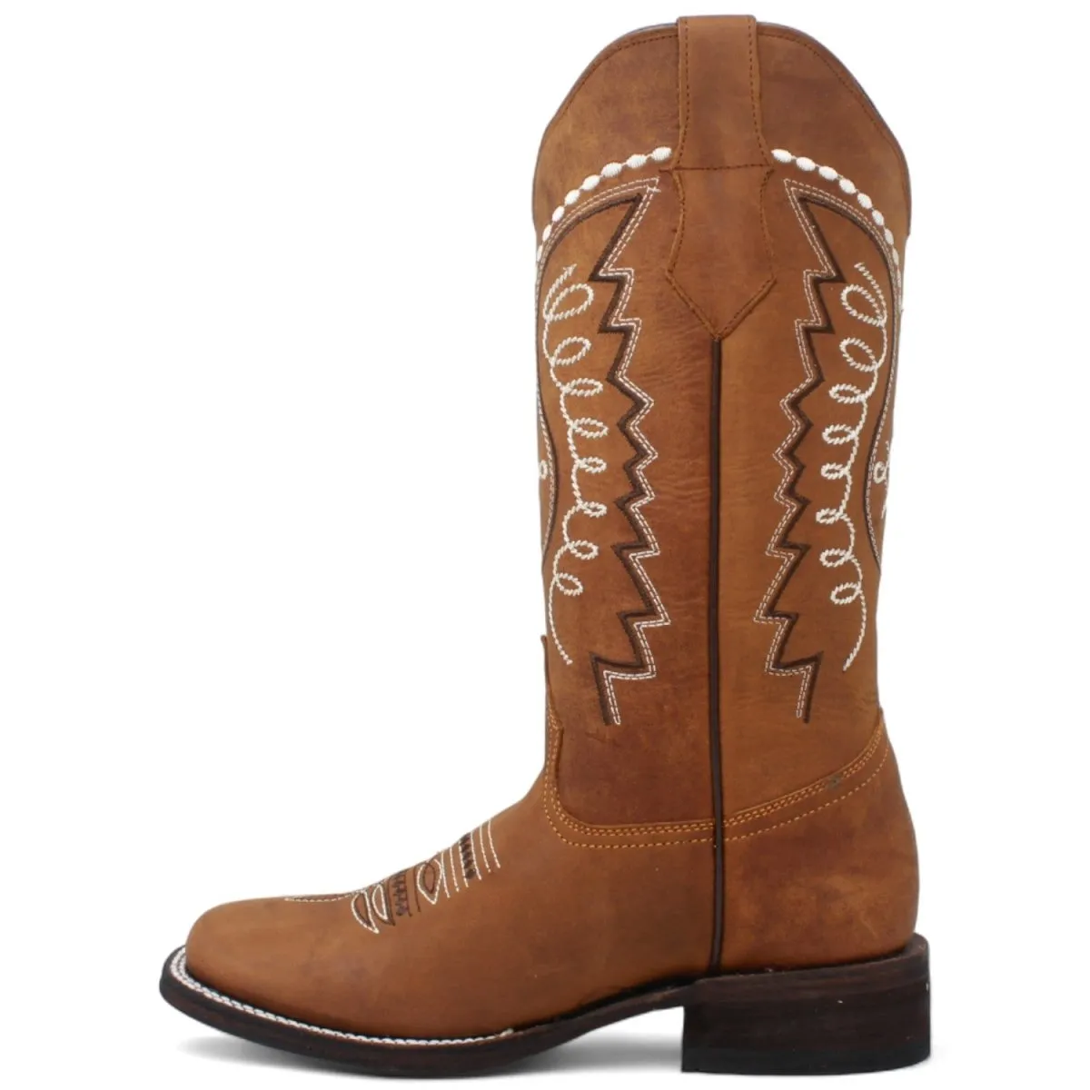 Botas Altas de Cuero Grasso para Mujer en Horma Rodeo Color Miel Q322N6251