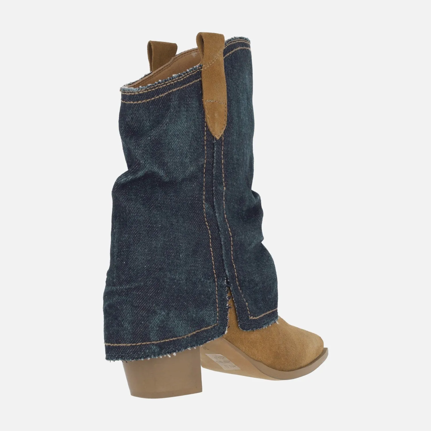 Botas bajas estilo cowboy Lyanna en serraje cuero y denim