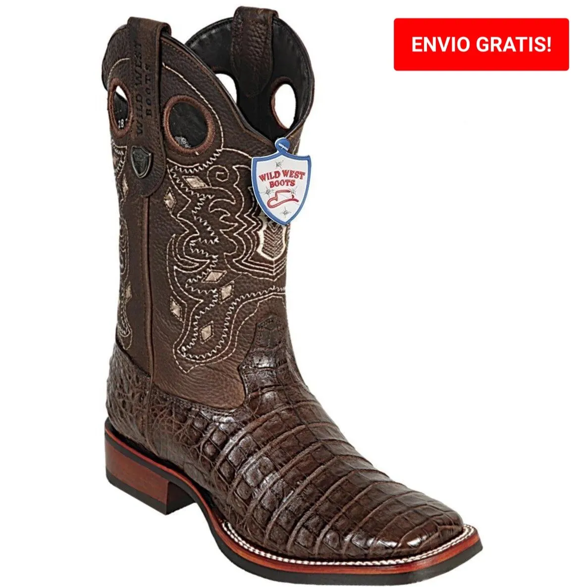 Botas de Cocodrilo Caiman Panza Horma Cuadrada Suela Hule WW-28258207