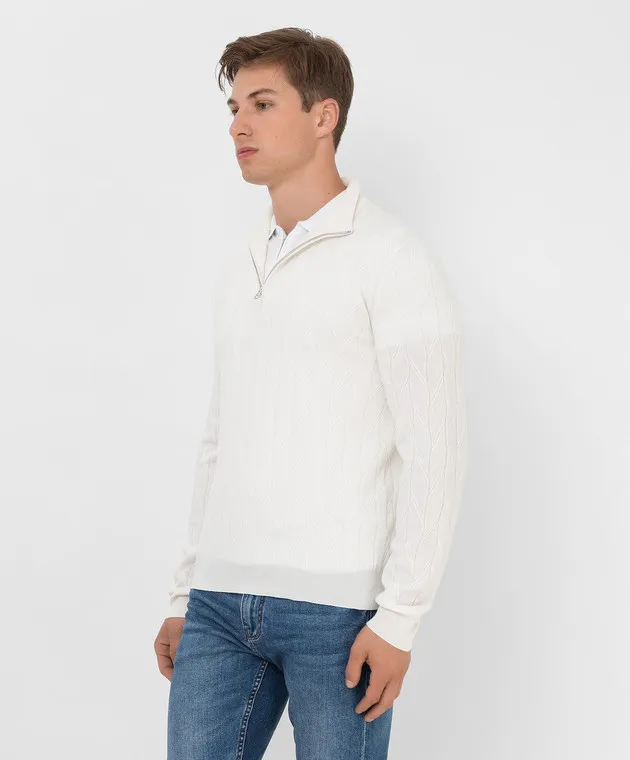 Brett Johnson Light beige cashmere zip jumper