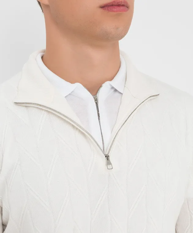 Brett Johnson Light beige cashmere zip jumper