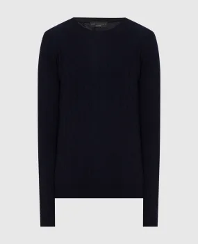 Brett Johnson Navy blue patterned cashmere jumper