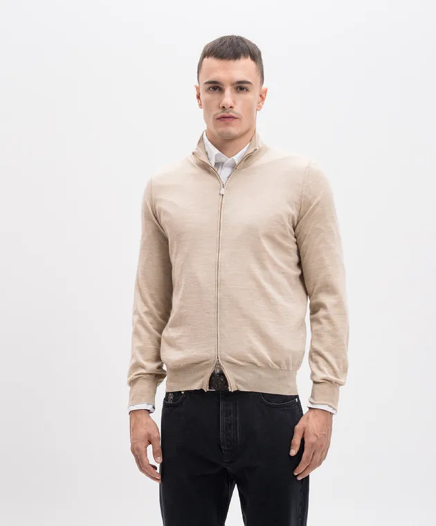 Brunello Cucinelli Beige wool and cashmere cardigan