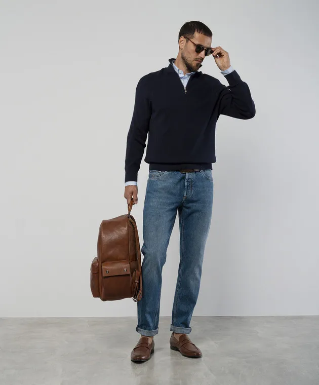 Brunello Cucinelli Blue striped jumper