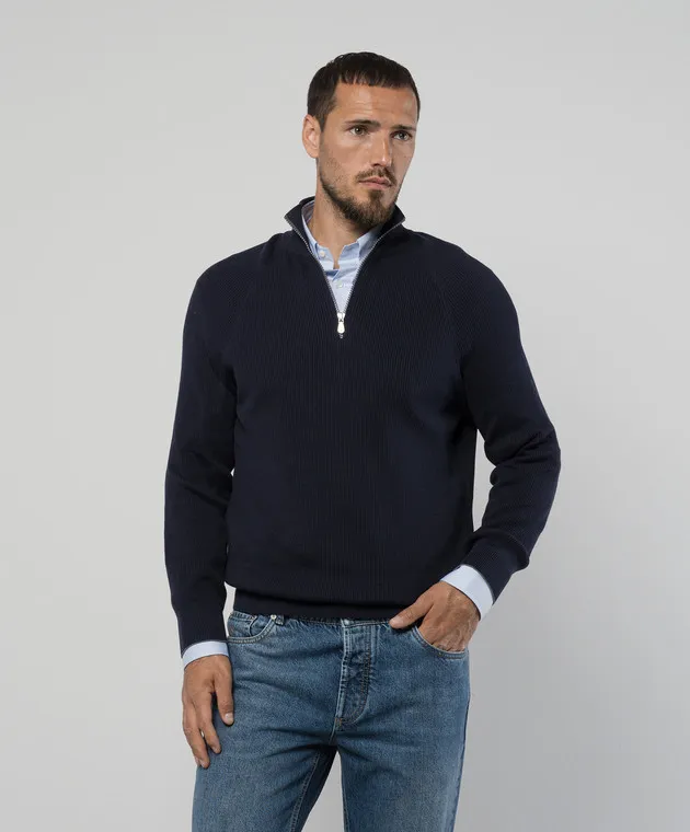 Brunello Cucinelli Blue striped jumper