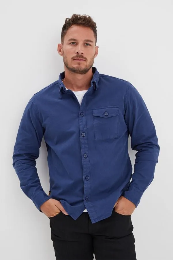 Camisa Hombre Daytona Vassar Prescott Twill Bleu De Chine