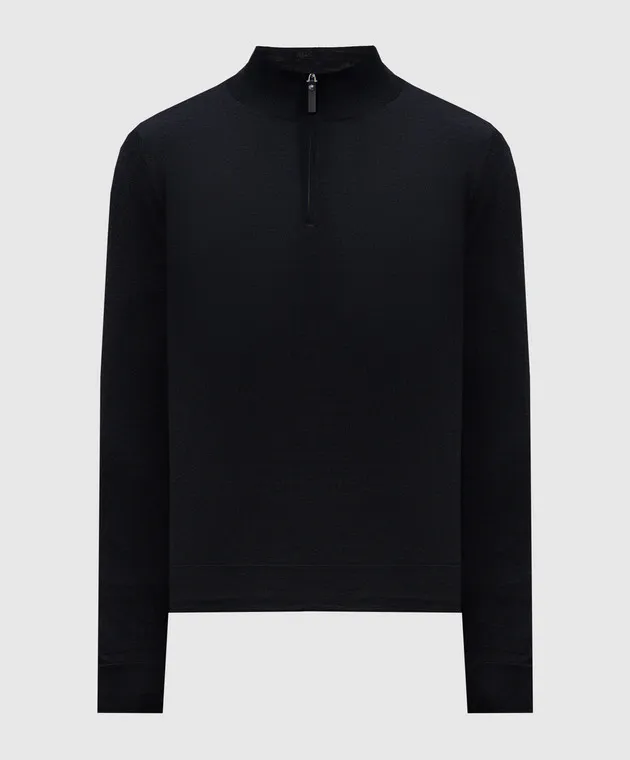 Canali Black cashmere, wool and silk jumper