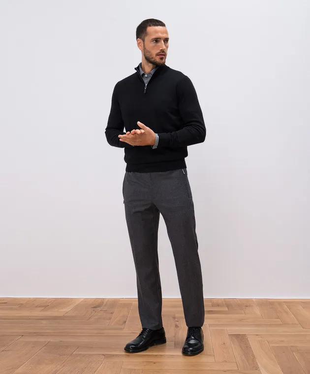 Canali Black cashmere, wool and silk jumper