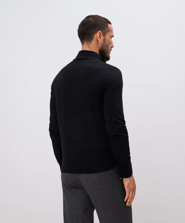 Canali Black cashmere, wool and silk jumper