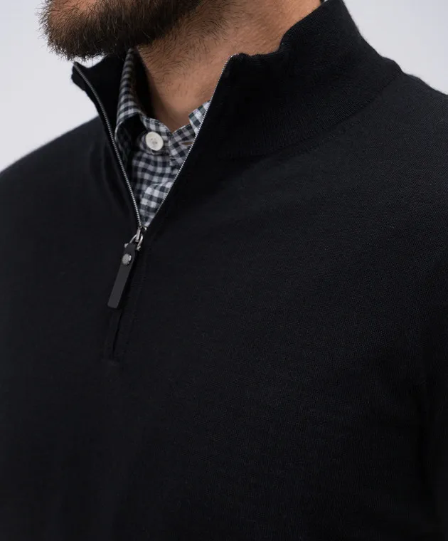 Canali Black cashmere, wool and silk jumper