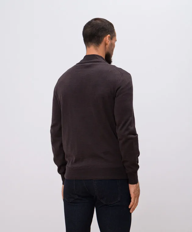 Canali Brown cardigan made of wool