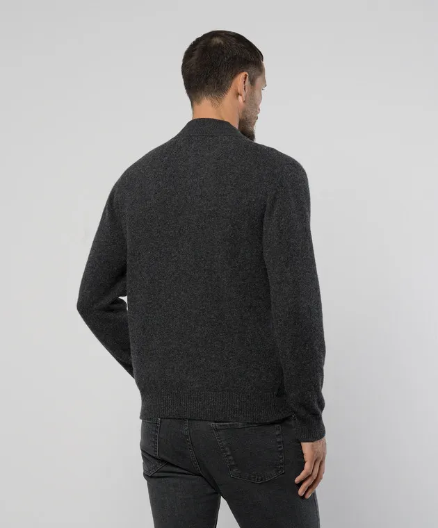 Canali Gray wool and cashmere cardigan