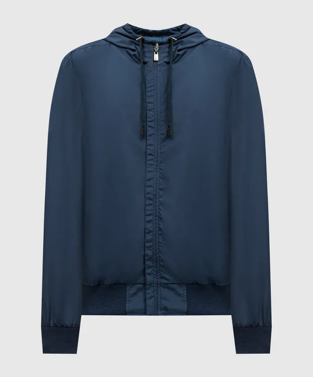 CAPOBIANCO Blue double-sided windbreaker with a hood