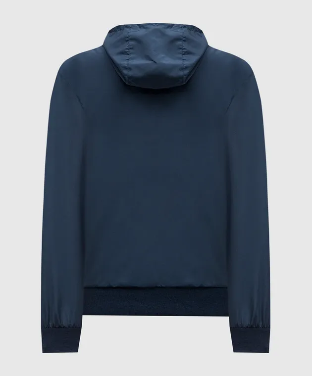 CAPOBIANCO Blue double-sided windbreaker with a hood