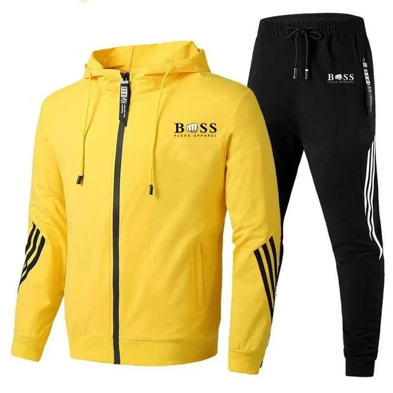 Conjunto de suéter deportivo de dos piezas para hombre con capucha