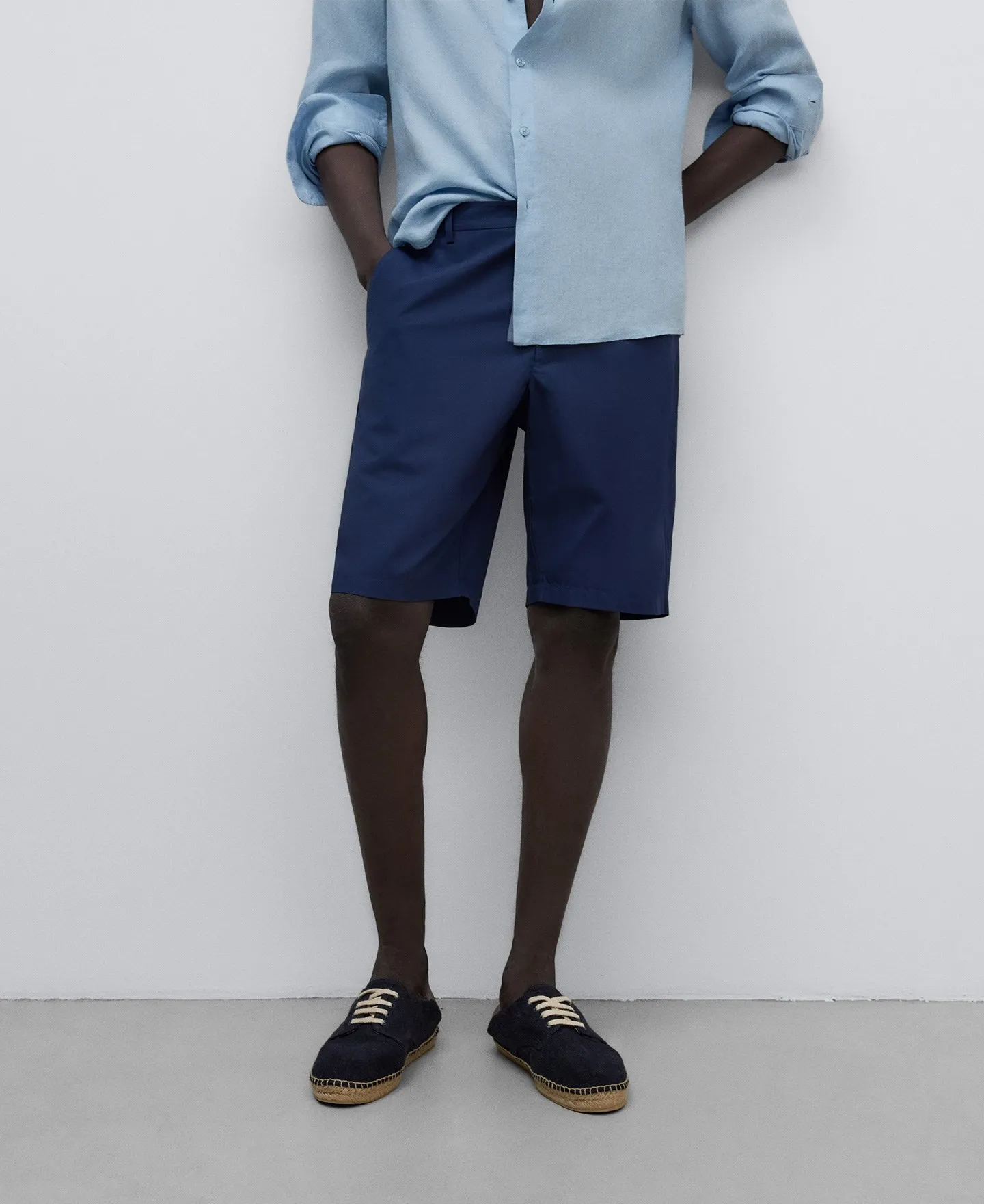 Cotton poplin bermuda shorts man